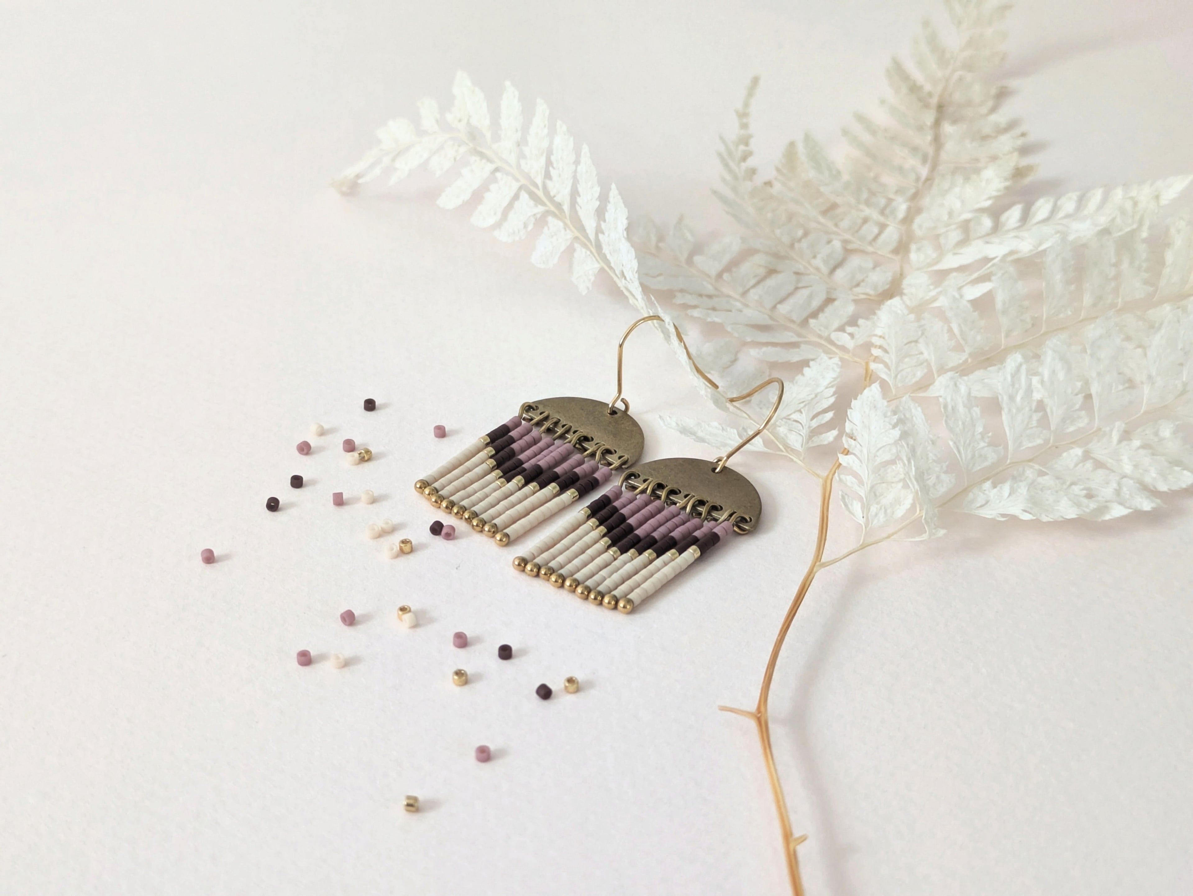 Image bannière Boucles d'oreilles pendantes Ethnique demi-cercle - Lou Inspirations