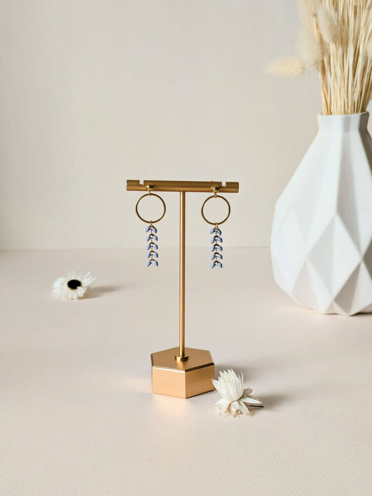 Boucle d'oreille chevron - Style géométrique - Cercle Doré et Lavande - Lou Inspirations