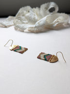 Dangling Earrings | Half-moon brass & Preciosa beads | Shades of pink