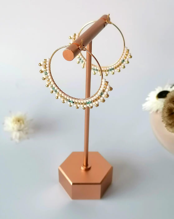 Boucles d'oreilles Créoles Solar picasso 2 - Perles Miyuki - Bijoux Montréal - Lou Inspirations