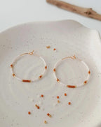 Boucles d'oreilles Créoles Camel Moyennes - Perles Miyuki - Bijoux Montréal - Lou_Inspirations