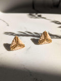 Boucles d'oreilles triangle crème 2 - Perles Miyuki - Bijoux Montréal - Lou Inspirations