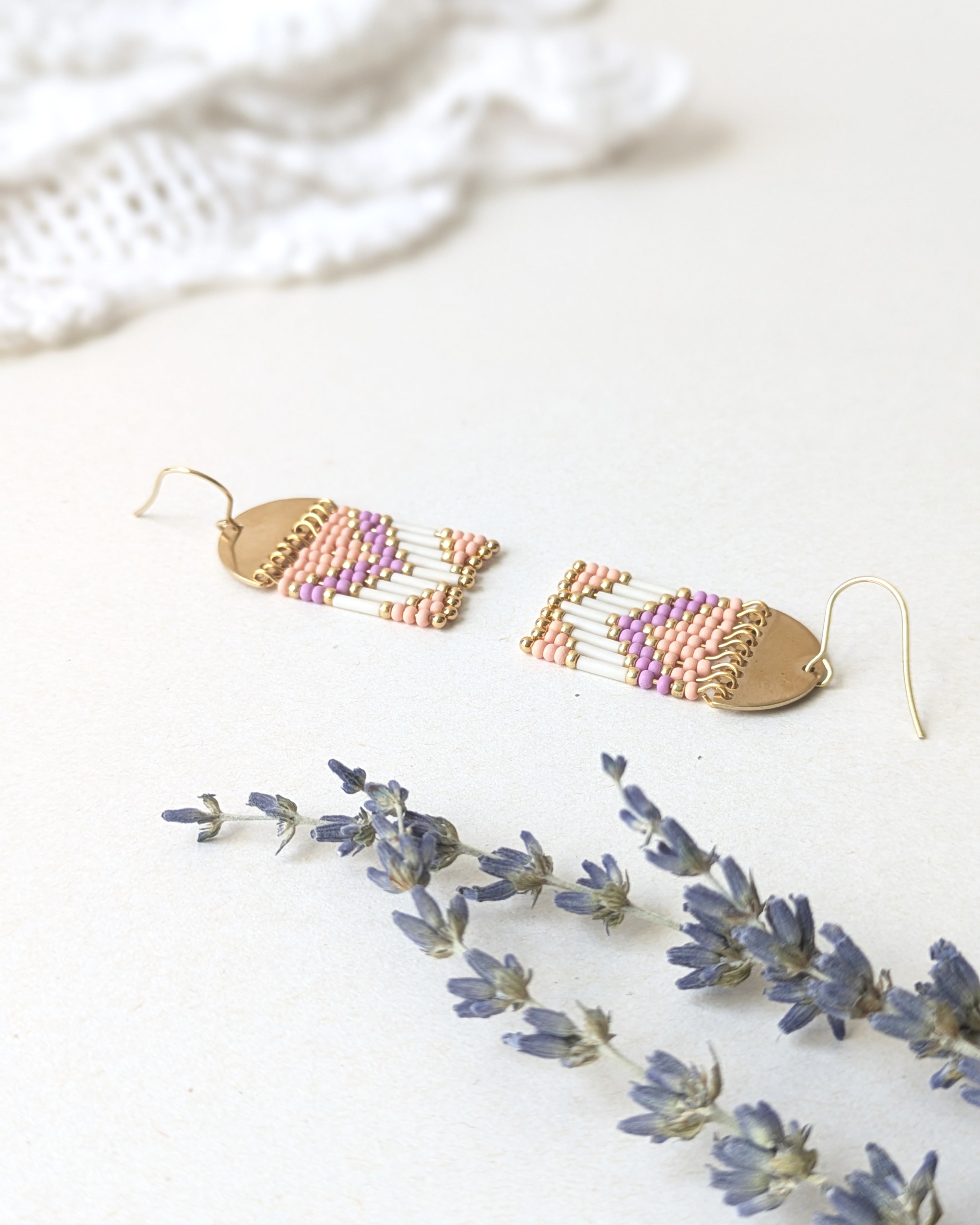 Boucles d’oreilles bohème délicat fait main Québec Lou inspirations