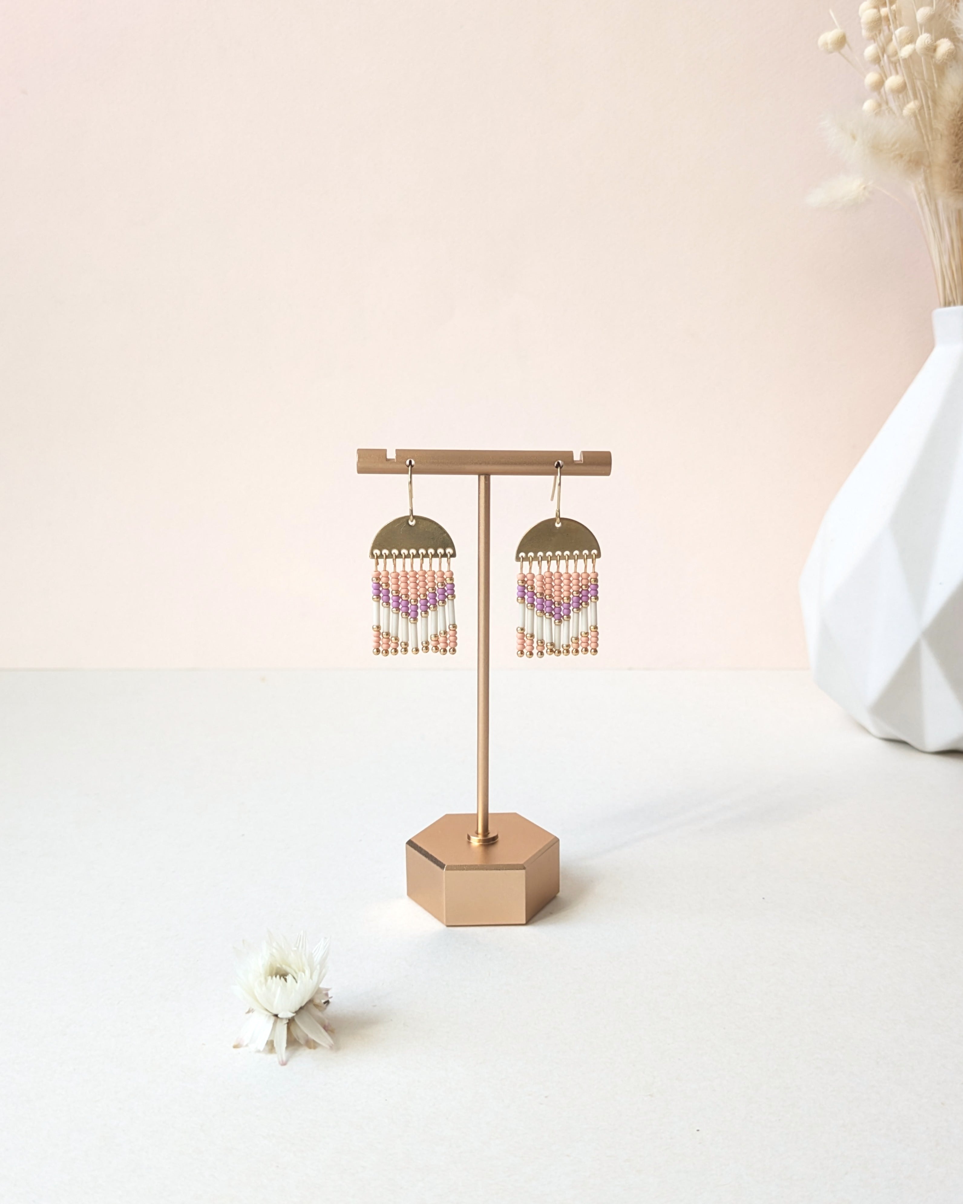 Boucles d’oreilles légères faites main texture perles de verre