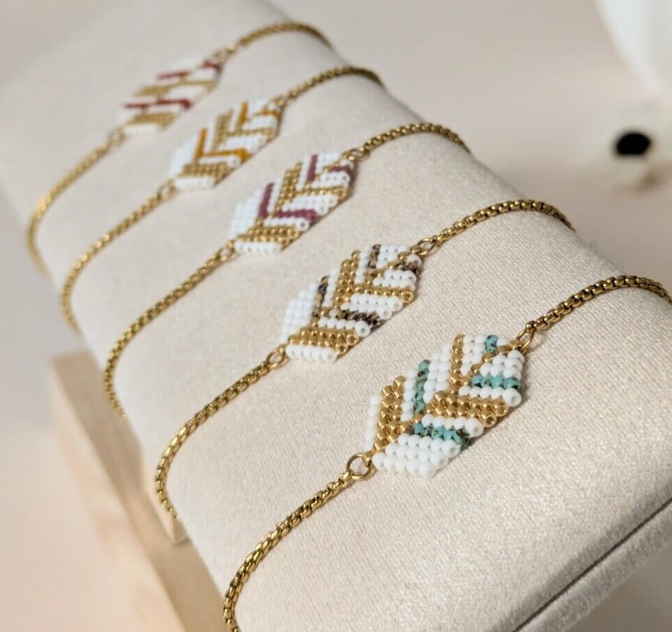 Bracelets tissés perles miyuki ensemble doré fermoir ajustable - Lou Inspirations