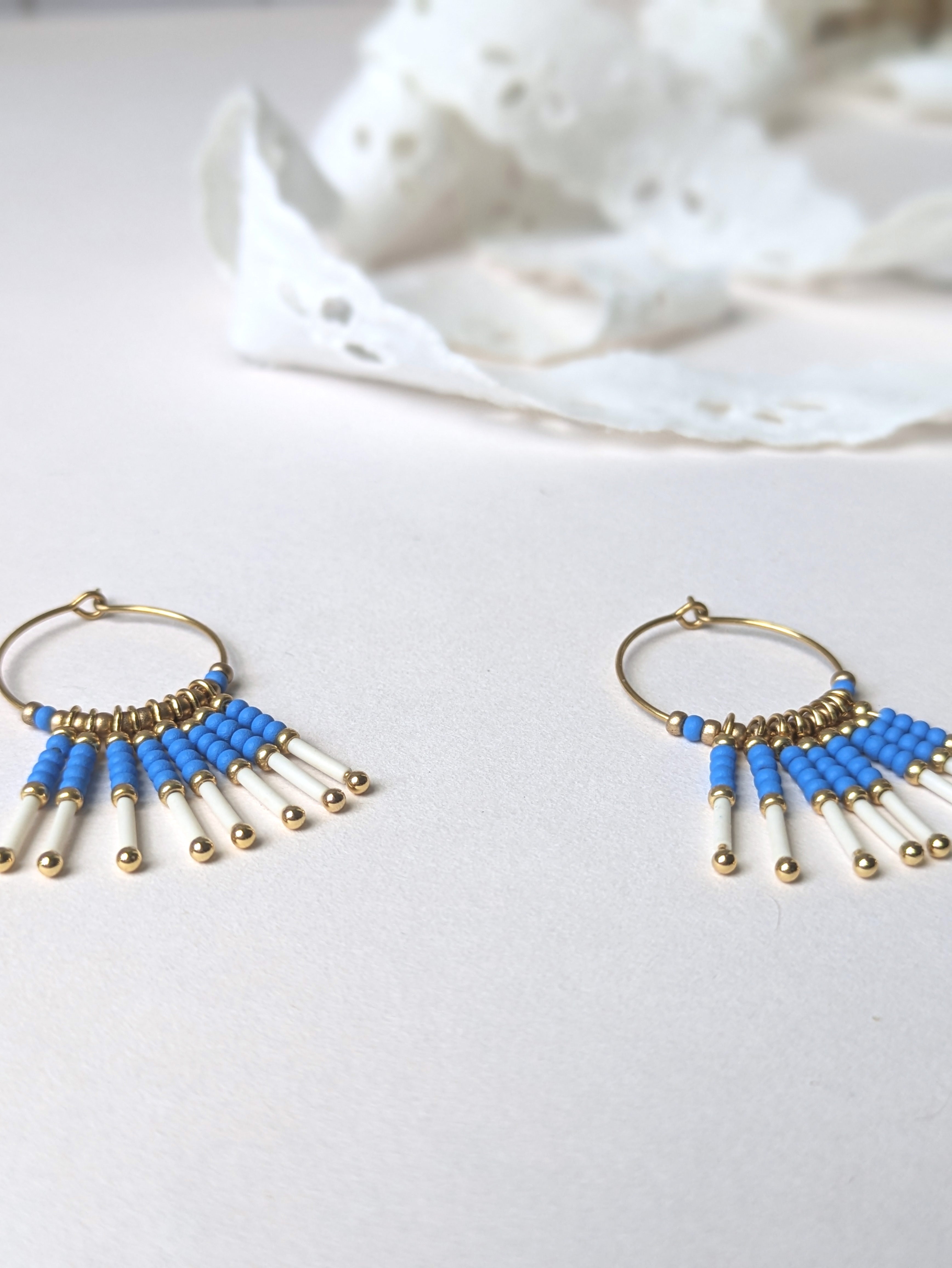 Boucles d’oreilles créoles | Perles de verre | Ethniques