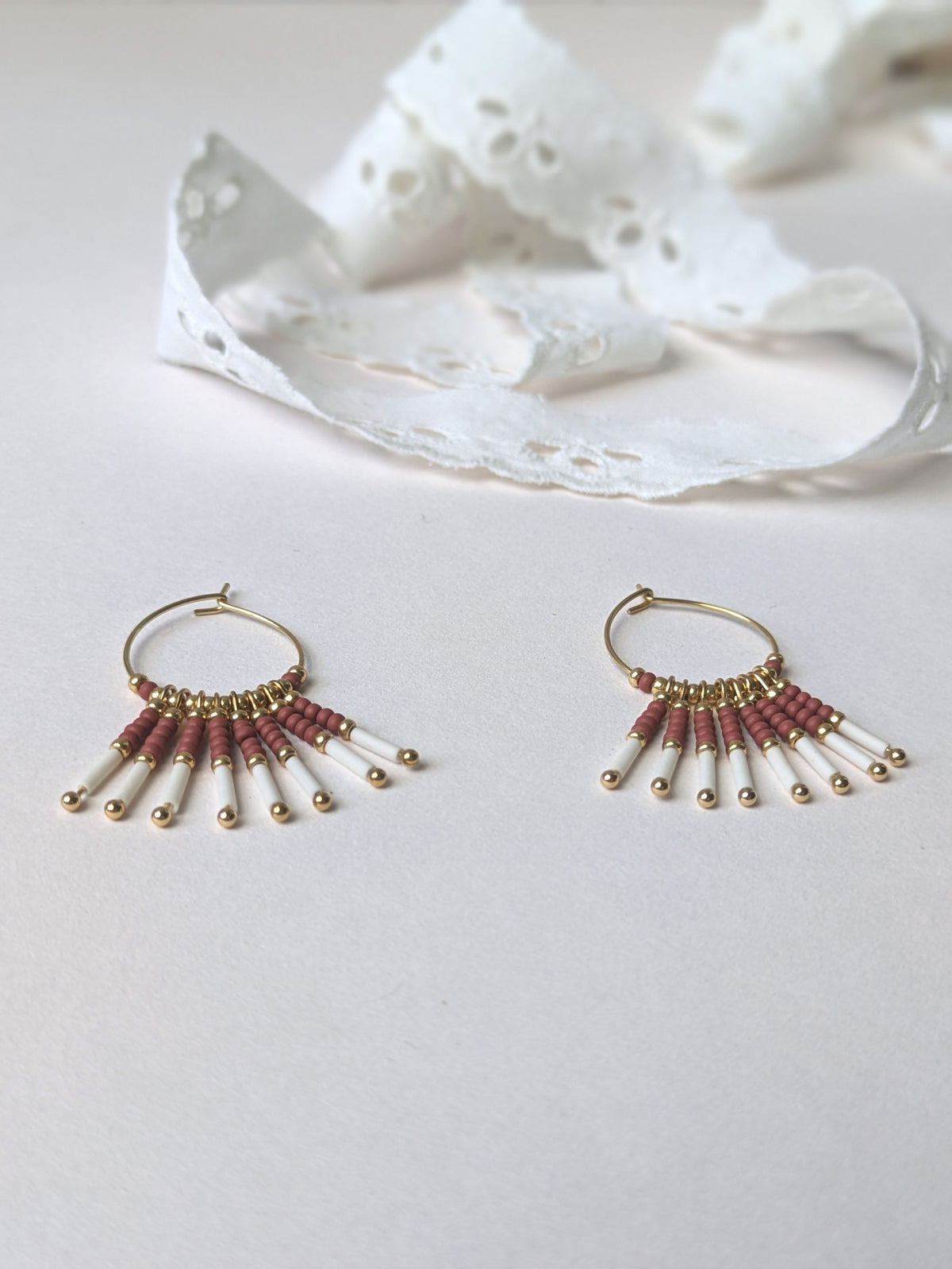 Boucles d’oreilles créoles | Perles de verre | Ethniques
