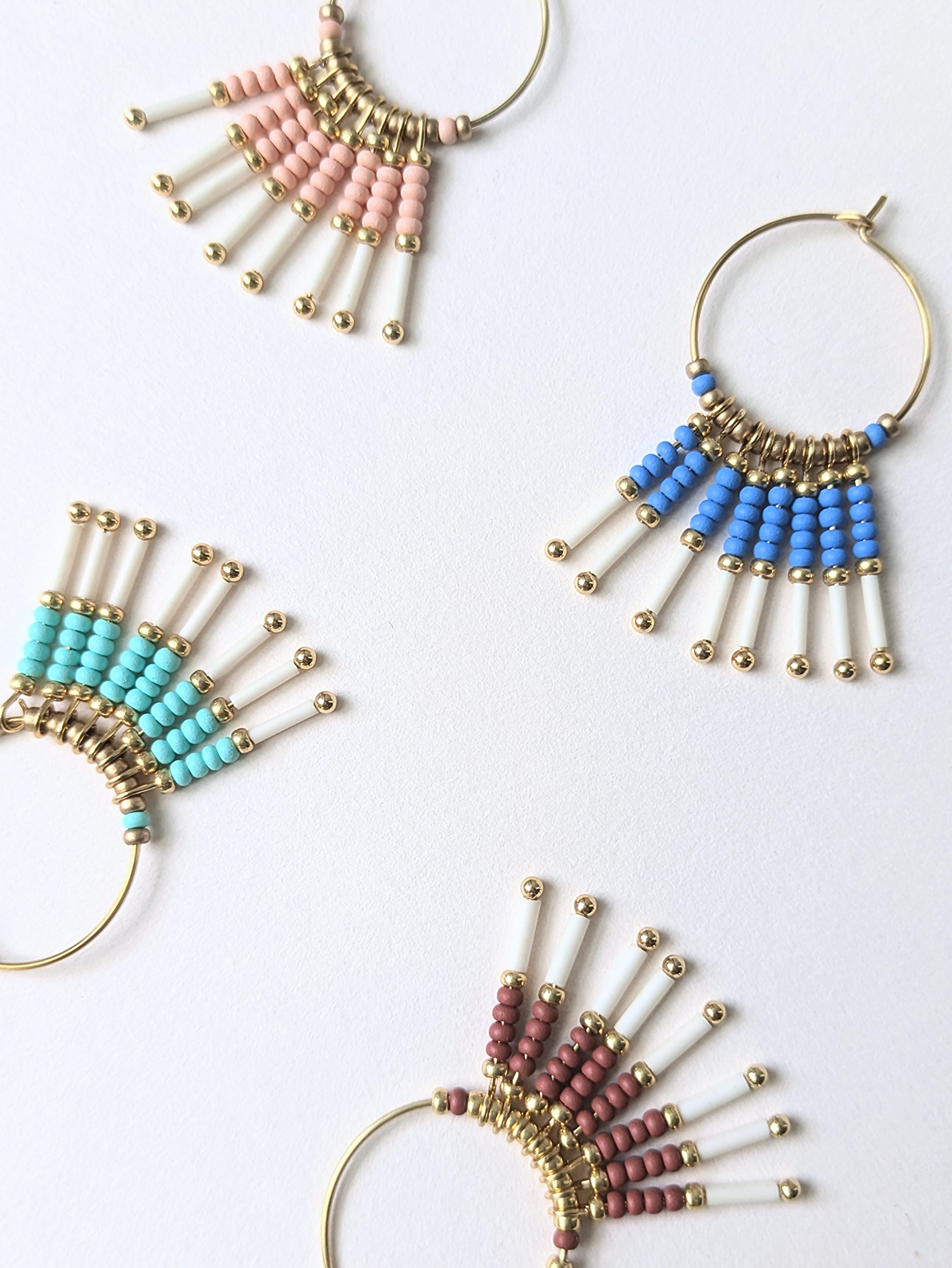 Boucles d’oreilles créoles | Perles de verre | Ethniques