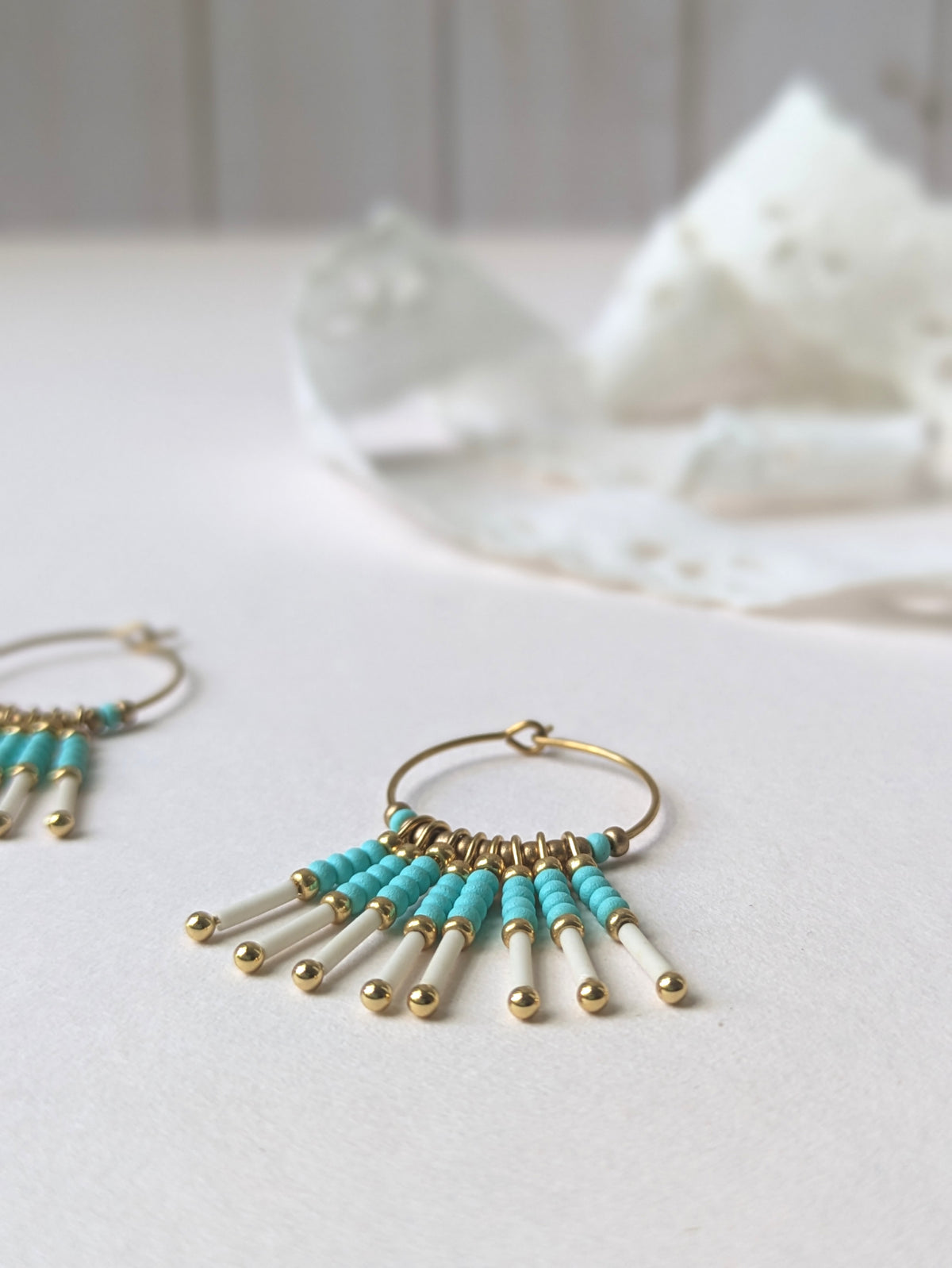 Boucles d’oreilles créoles | Perles de verre | Ethniques