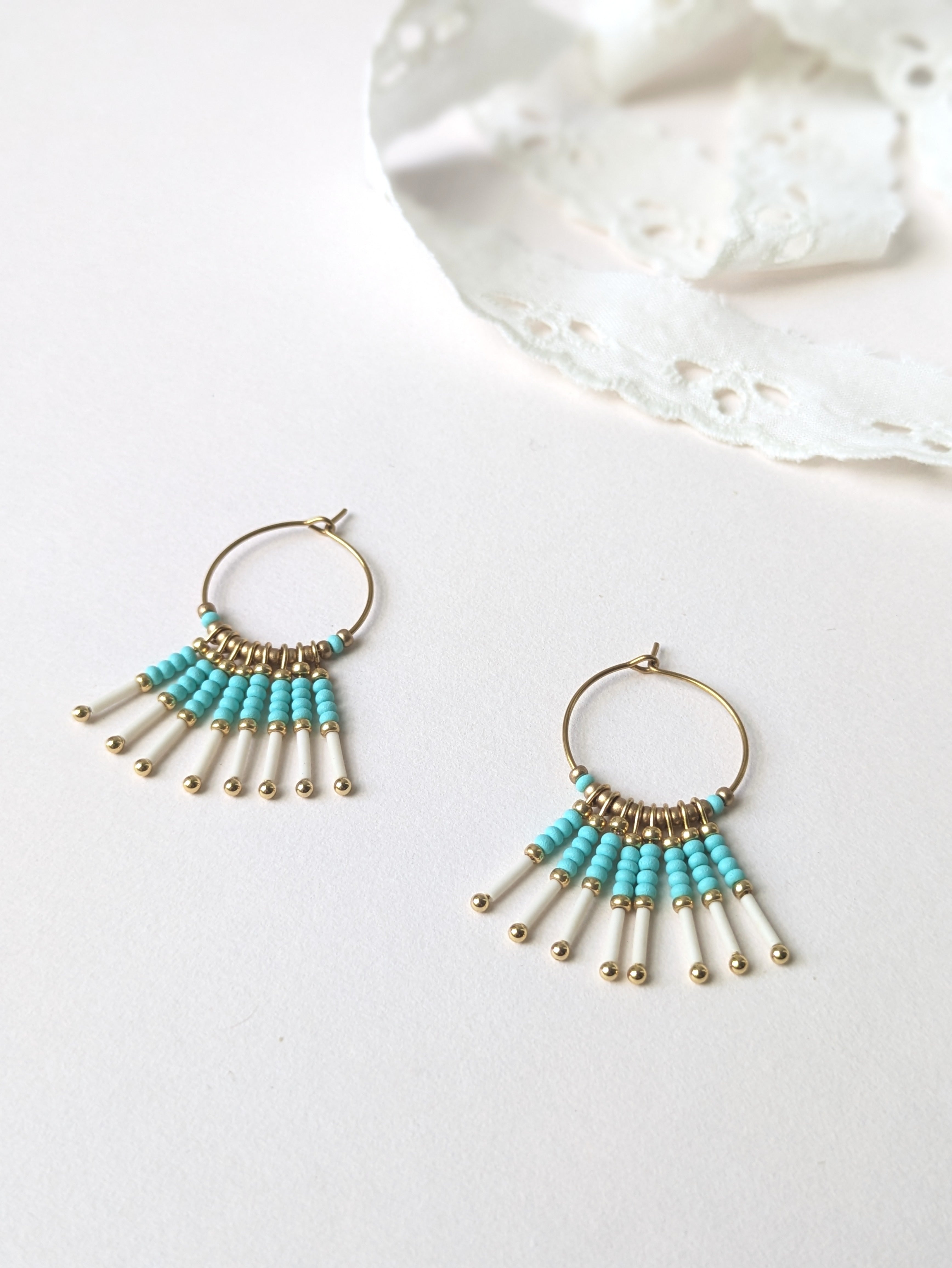 Boucles d’oreilles créoles | Perles de verre | Ethniques