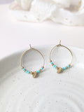 Créoles breloque | Perles de verre & acier inoxydable | Turquoise