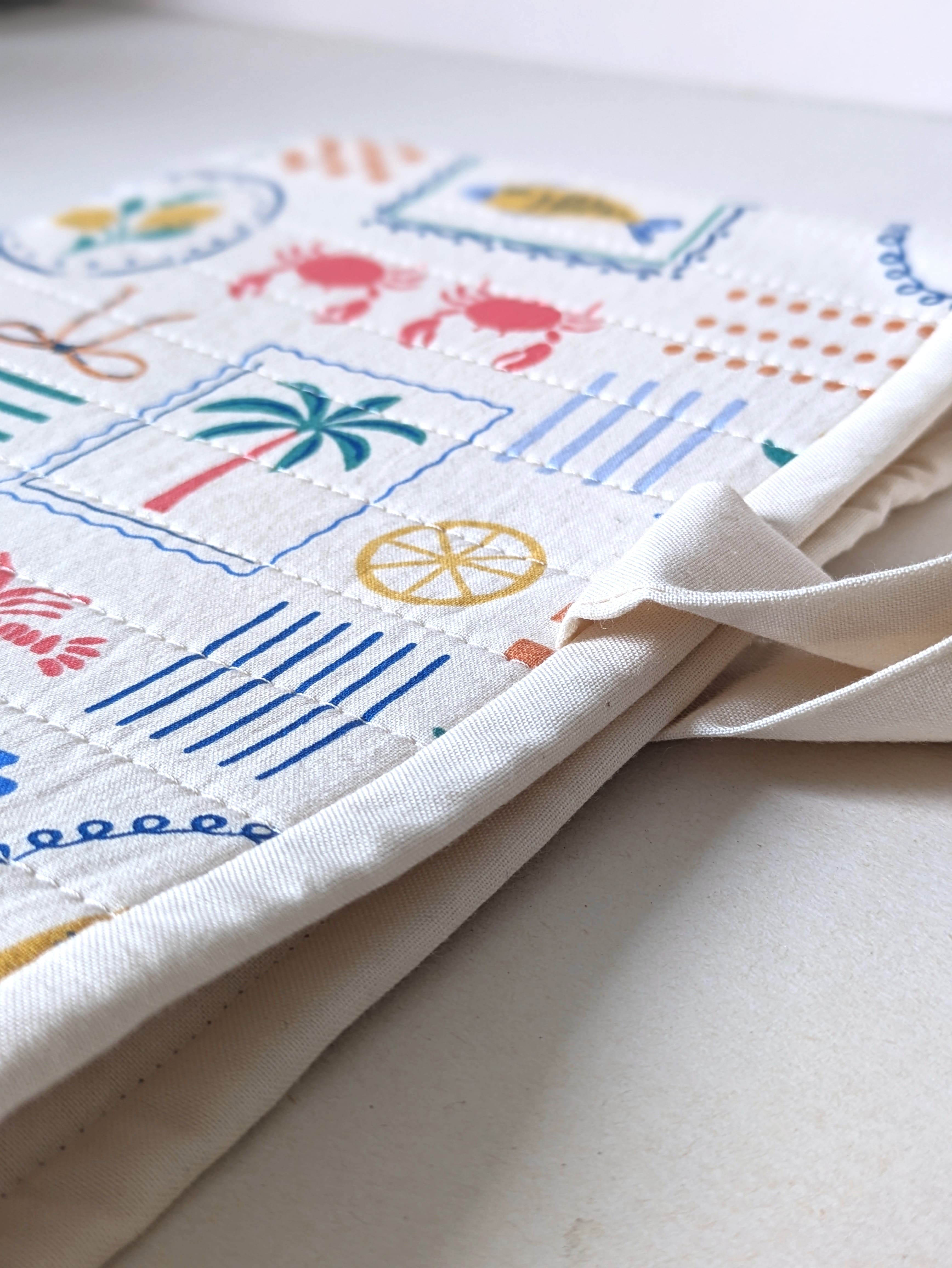 Pochette pour livre | Tissus matelassé en coton | Portofino