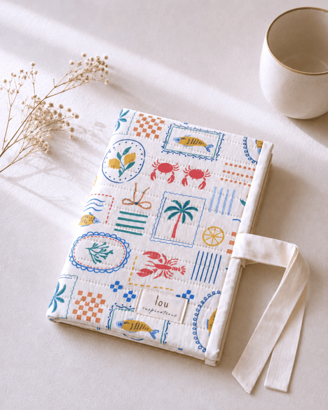 Pochette pour livre | Tissus matelassé en coton | Portofino