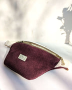 Sac banane pourpre artisanal bicolore détail