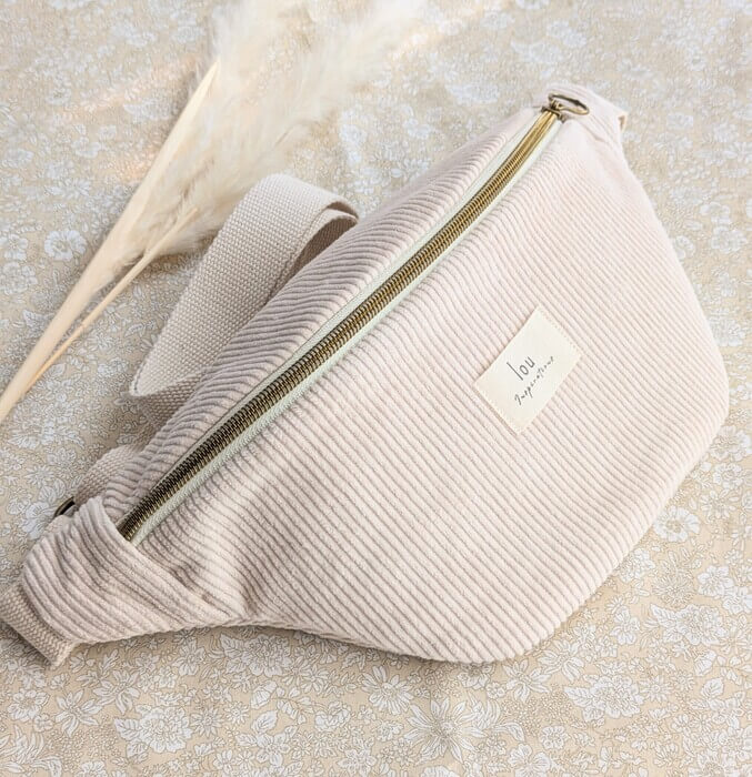 Sac banane - Velours beige - Accessoire mode - Lou Inspirations