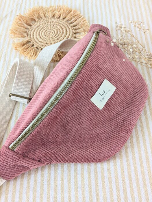 Sac banane - Velours rose - Accessoire mode - Lou Inspirations