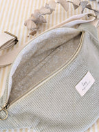 Sac banane ouvert - Velours Vert sauge - Accessoire mode - Lou Inspirations