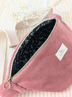 Sac banane ouvert - Velours rose - Accessoire mode - Lou Inspirations