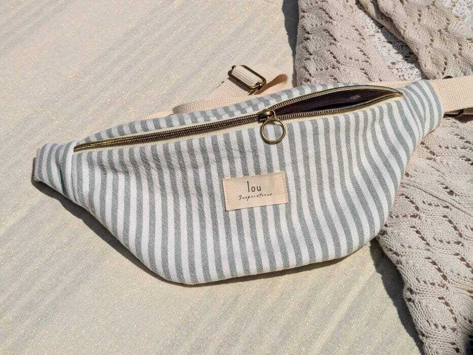 Sac banane zoom - Rayé Vert Celadon - Accessoire mode - Lou Inspirations