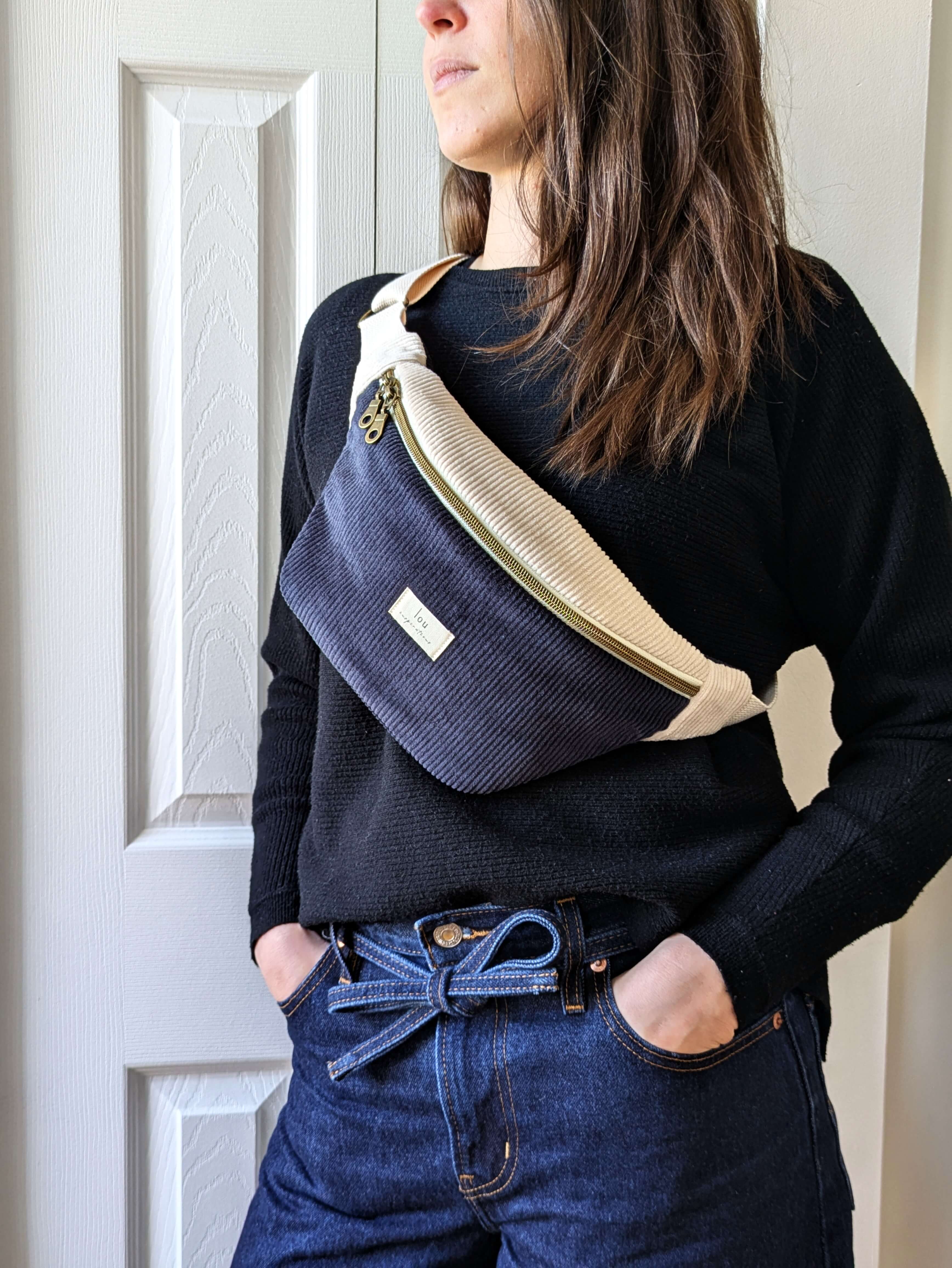 Sac banane bicolore en velours côtelé | Coton bio & Oeko-Tex