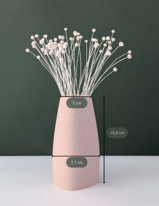 Vase pour fleurs séchées - impression 3D - Design Texturé et minimaliste - Modèle Riga avec mesures - Lou inspirations