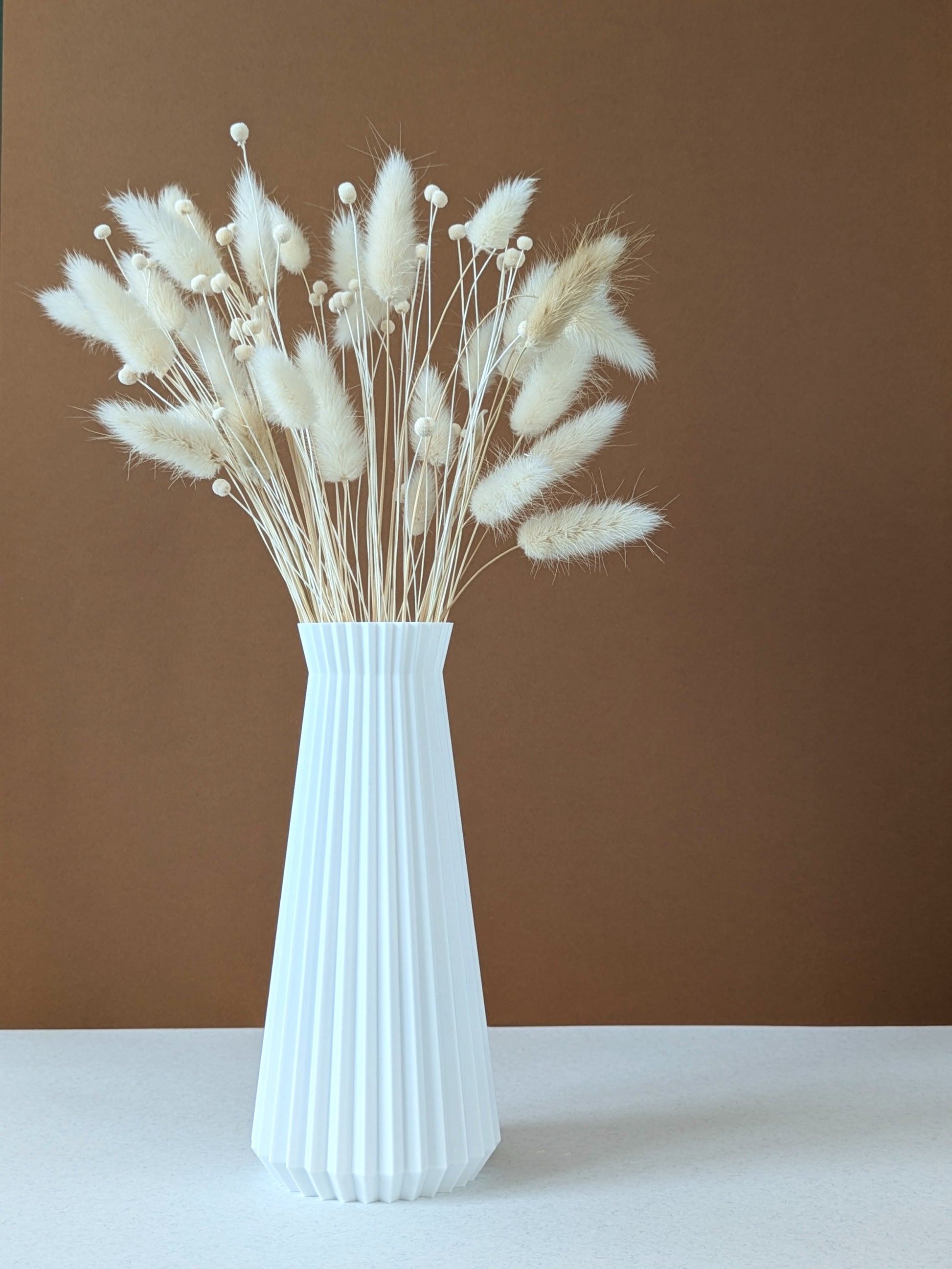 Vase pour fleurs séchées - impression 3D - design Origami et sculpté  - Modèle Horo Blanc - Lou Inspirations