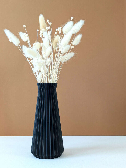 Vase pour fleurs séchées - impression 3D - design Origami et sculpté  - Modèle Horo Noir - Lou Inspirations