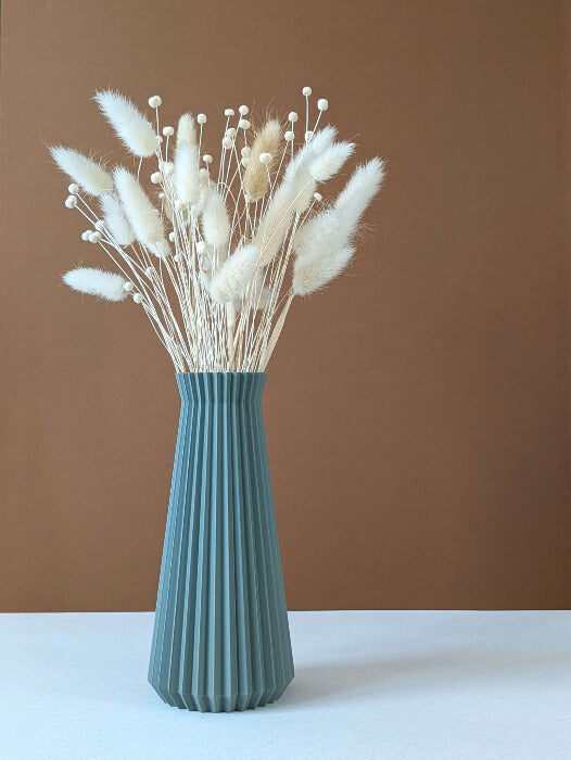 Vase pour fleurs séchées - impression 3D - design Origami et sculpté  - Modèle Horo Vert mutted - Lou Inspirations