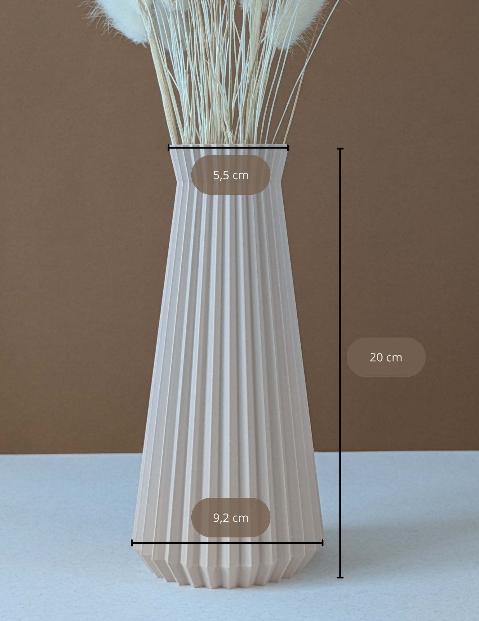 Vase pour fleurs séchées - impression 3D - design Origami et sculpté  - Modèle Horo avec mesures - Lou Inspirations