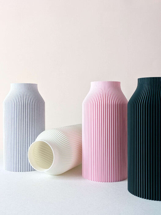 Vase pour fleurs séchées - impression 3D - design Scandinave et strié - Modèle Bota - Lou Inspirations