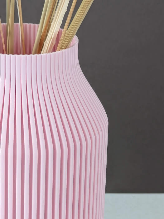 Vase pour fleurs séchées - impression 3D - design Scandinave et strié - Modèle Bota - zoom - Lou Inspirations