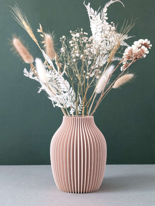 Vase pour fleurs séchées - impression 3D - design bohème et organique - Modèle Olli Beige - Lou Inspirations