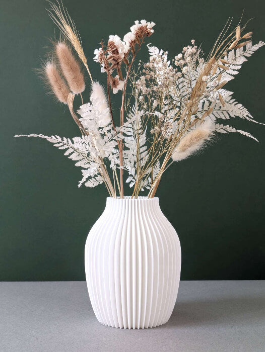 Vase pour fleurs séchées - impression 3D - design bohème et organique - Modèle Olli Blanc - Lou Inspirations