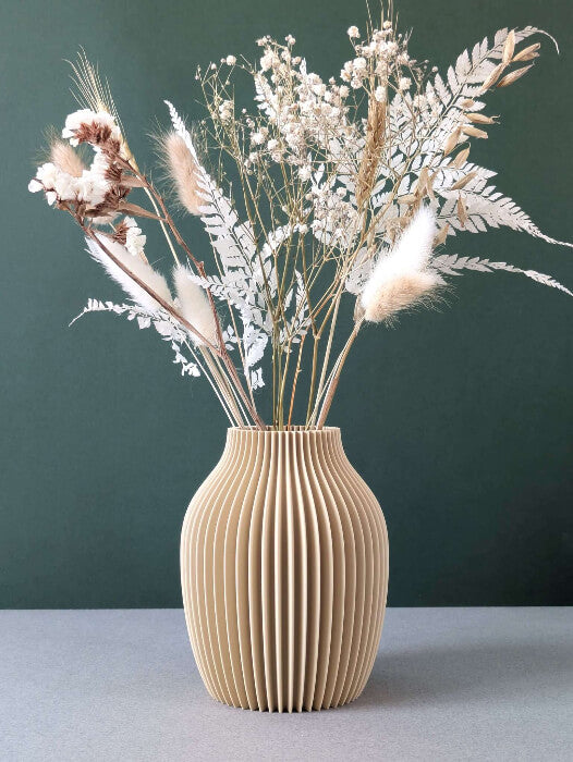 Vase pour fleurs séchées - impression 3D - design bohème et organique - Modèle Olli Sable - Lou Inspirations