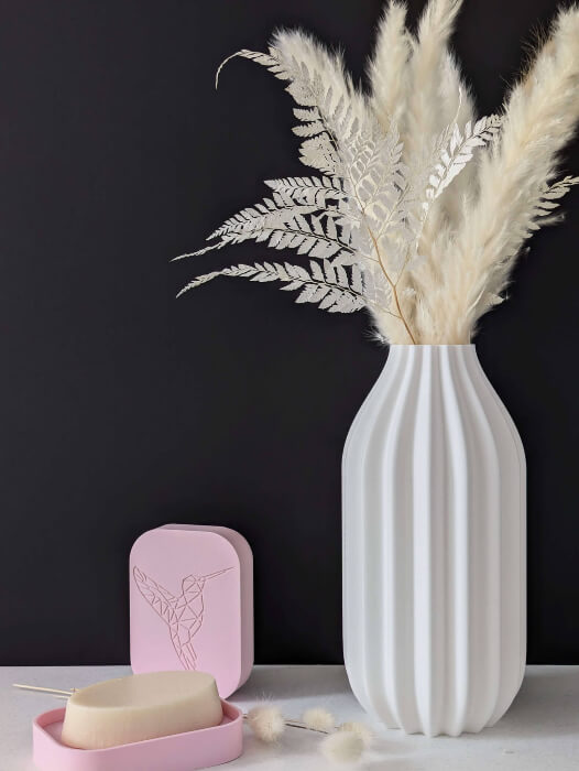 Vase pour fleurs séchées - impression 3D - design épuré et minimaliste - Modèle Dune Sable - mis en situation - Lou Inspirations