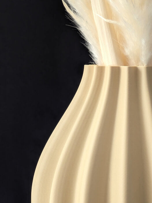 Vase pour fleurs séchées - impression 3D - design épuré et minimaliste - Modèle Dune Sable - zoom - Lou Inspirations