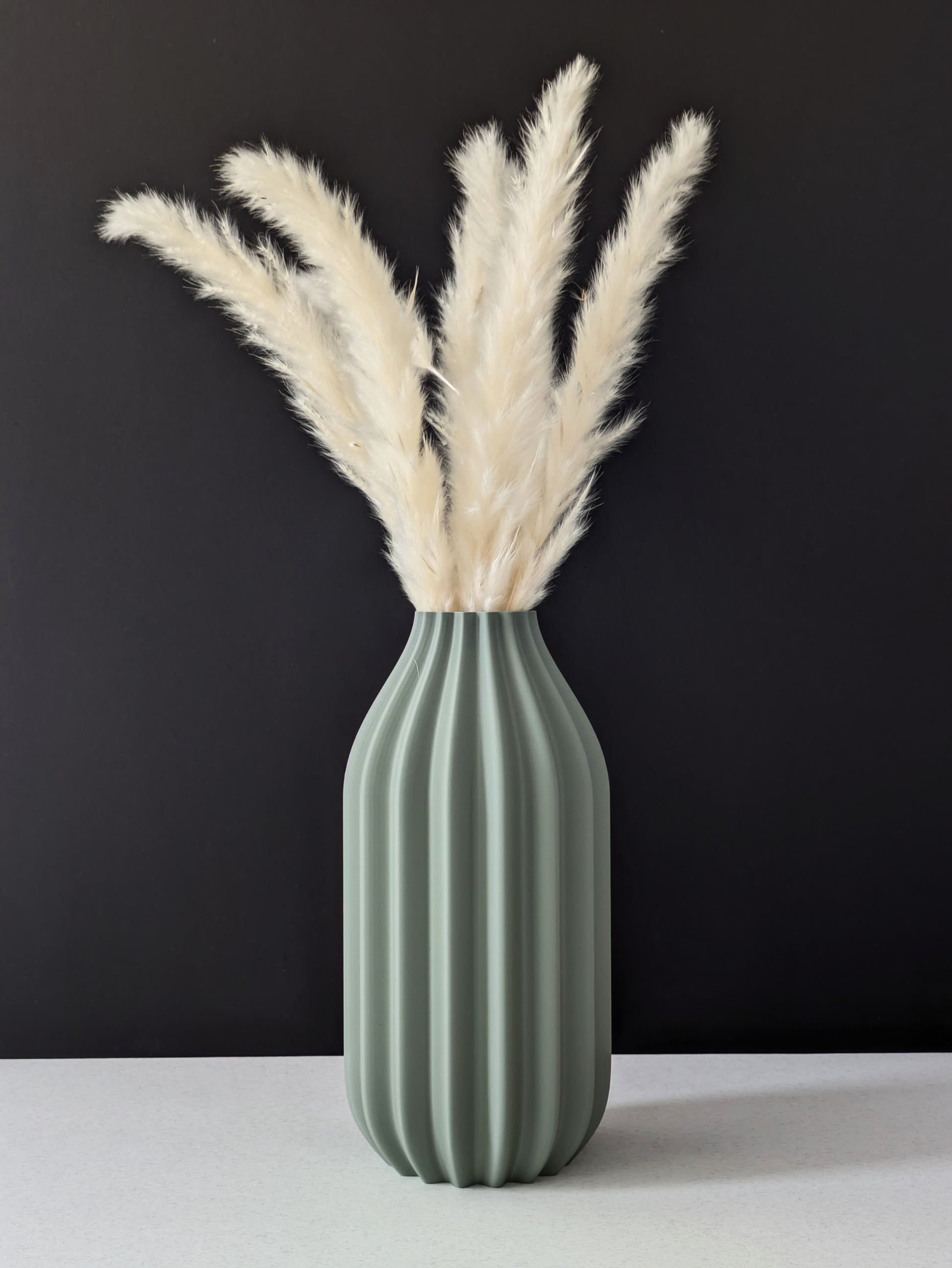 Vase pour fleurs séchées - impression 3D - design épuré et minimaliste - Modèle Dune Vert mutted - Lou Inspirations