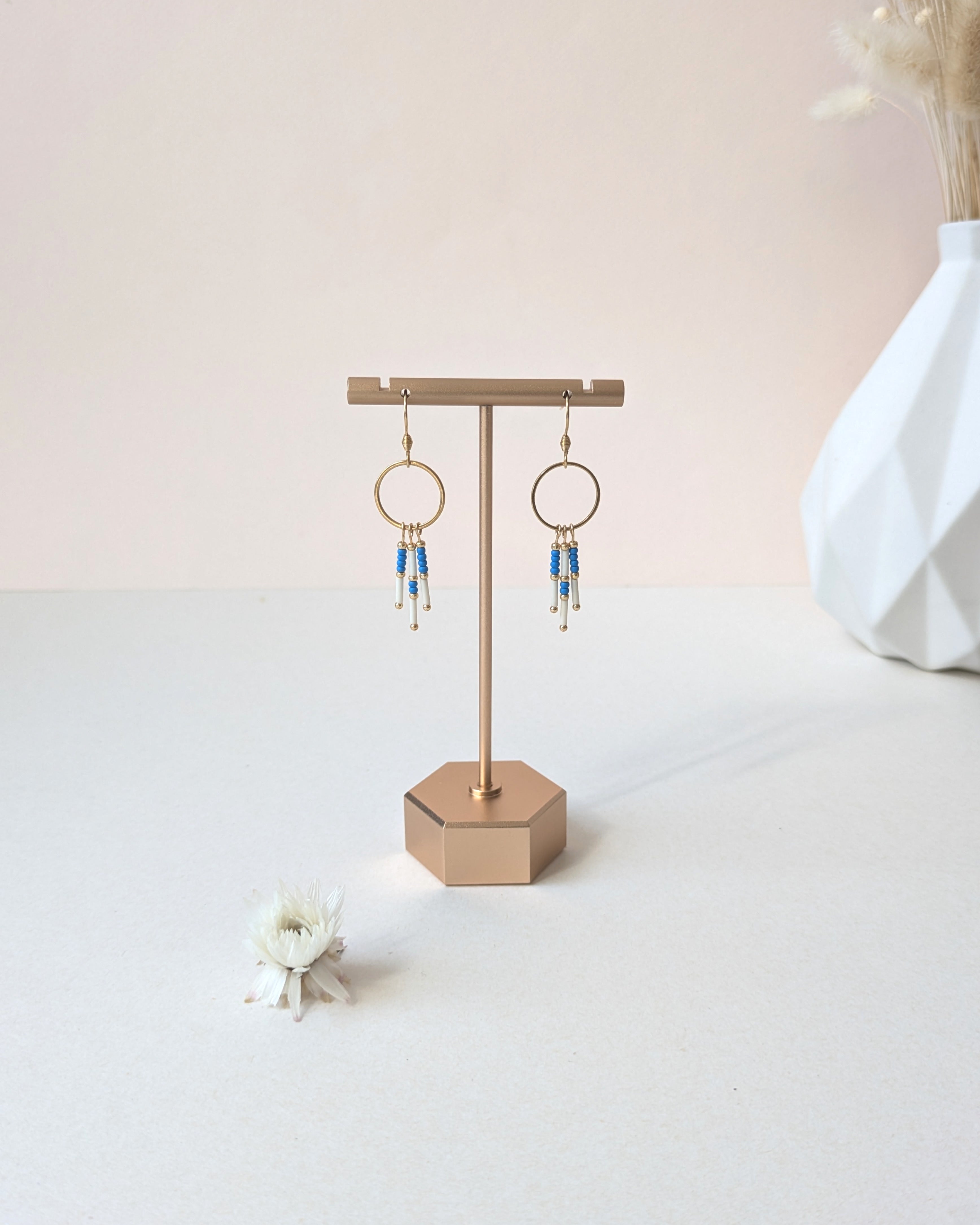 Boucles d’oreilles pendantes bohèmes en acier inoxydable avec perles, bijou artisanal élégant Lou Inspirations